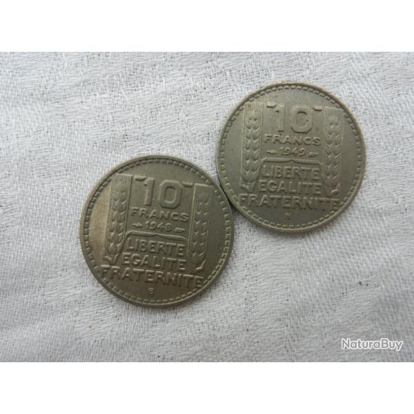 France - 2 pices de 10 francs 1848 B et 1949 B