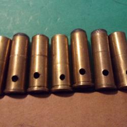 Lot de 7 munitions 38 SP étui laiton balle plomb vat-cutter, neutralisé