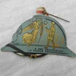 Insigne de journée carton casque "reconnaissance aux poilus" 1919