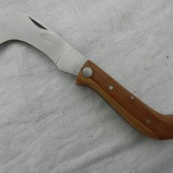 couteau serpette hérisson 15 cm manche bois teck