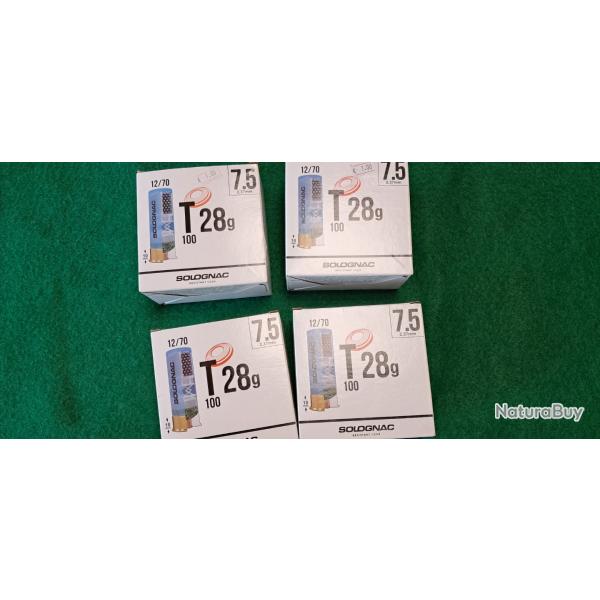 lot de 4 boites de 25 cartouches 12/70 28g 7.5