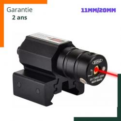 Viseur laser rouge 11mm et 20mm - Livraison rapide - Aluminium - Noir - Garantie 2 ans