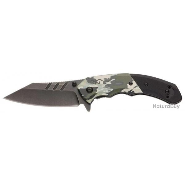 Couteau Tactical Browning OVIX Camo A/O Lame Tanto Acier D2 Manche G10/Alu Frame Lock Clip BR0467