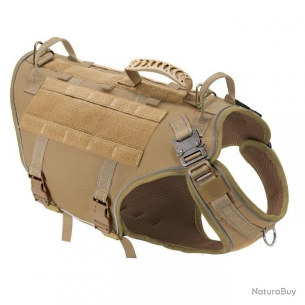 Harnais Tactique Militaire pour Chien Entranement Chasse Rglable pour Moyens et Grands Kaki