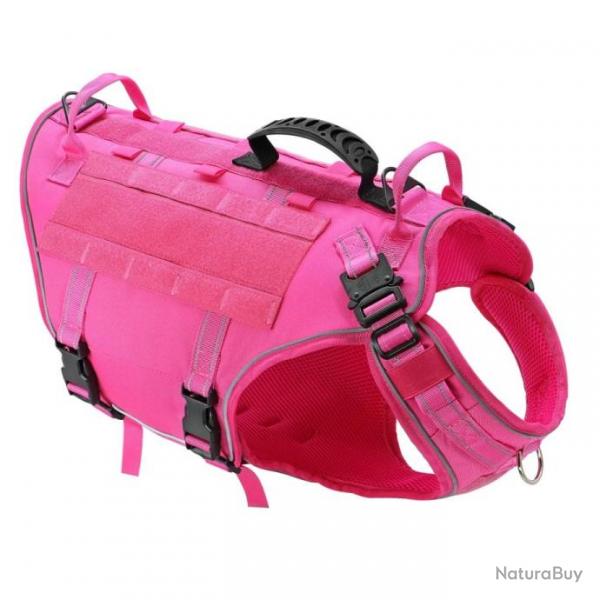 Harnais Tactique Militaire pour Chien Entranement Chasse Rglable pour Moyens et Grands Rose