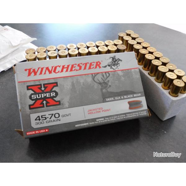 vends deux boites de 20 balles winchester super x calibre 45-70 govt 300 grain