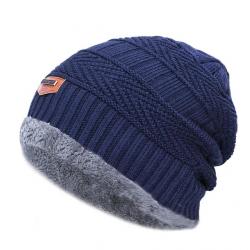 Bonnet d'Hiver en Laine Épaisse pour Homme et Femme - Bonnet Tricoté Chaud Bleu Taille Unique