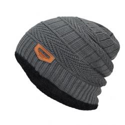 Bonnet d'Hiver en Laine Épaisse pour Homme et Femme - Bonnet Tricoté Chaud Gris Taille Unique