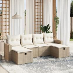 Salon de jardin avec coussins 6 pcs beige résine tressée