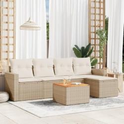 Salon de jardin avec coussins 6 pcs beige résine tressée