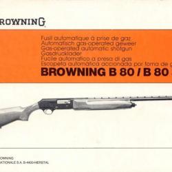 notice fusil BROWNING B80 / B80 SL en FRANCAIS b 80 (envoi par mail) - VENDU PAR JEPERCUTE (m2133)