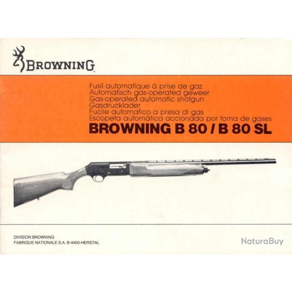 notice fusil BROWNING B80 / B80 SL en FRANCAIS b 80 (envoi par mail) - VENDU PAR JEPERCUTE (m2133)