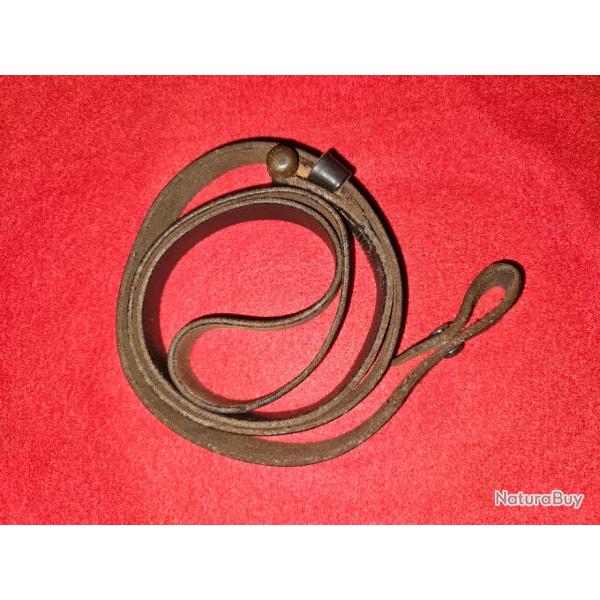 Bretelle pour fusil de chasse en cuir marron brun, de largeur 21 mm