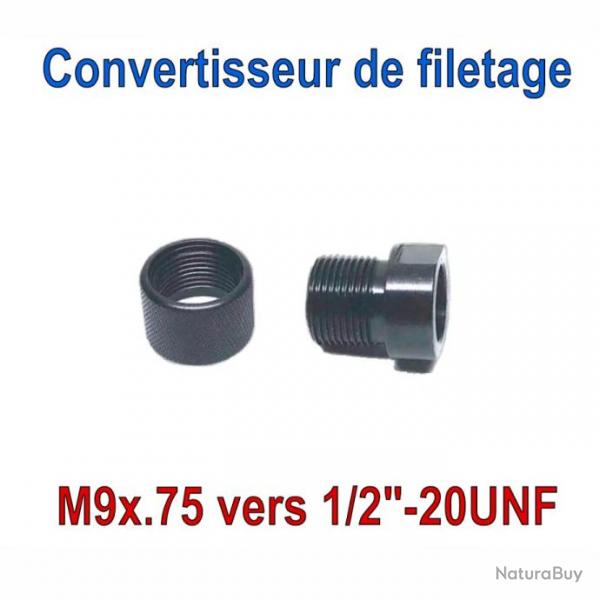 Convertisseur de filetage court M9x.75 vers 1/2"-20UNF