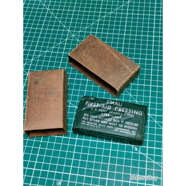 PACKET FIRST AID DRESSING, PANSEMENT US ARMY CARLISLE MODEL STERILIZED, WHITE CROSS DANS SON CARTON