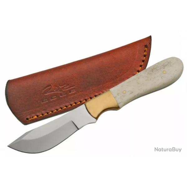 PA8014 Couteau Rite Edge Skinner Manche OS Lame Acier Inox Etui Cuir