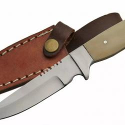 PA3369 Couteau Rite Edge Skinner Manche OS Lame Acier Inox Etui Cuir