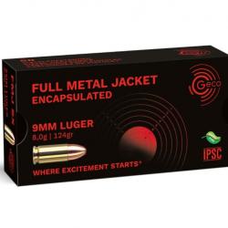 GECO 9mm LUGER Capseled Full Metal Jacket SINTOX 8,0g/124gr - boite 50