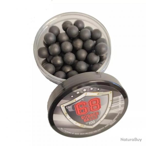 BOITE DE 100 BILLES CAOUTCHOUC DUR Cal.68 - 3.98 Gr