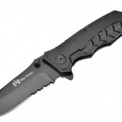 COUTEAU MAX KNIVES PLIANT NOIR LAME SEMI-DENTELEE