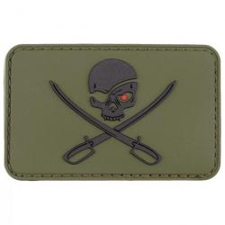 PATCH PVC VELCRO TETE DE MORT SABRE VERT