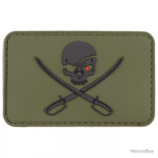 PATCH PVC VELCRO TETE DE MORT SABRE VERT