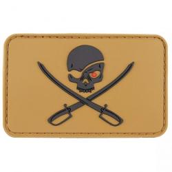 PATCH PVC VELCRO TETE DE MORT SABRE TAN