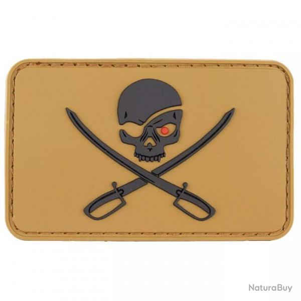 PATCH PVC VELCRO TETE DE MORT SABRE TAN