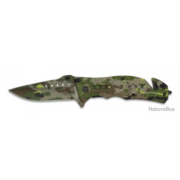 COUTEAU PLIANT FOS CAMO VERT TACTIQUE ARMY LAME 8CM