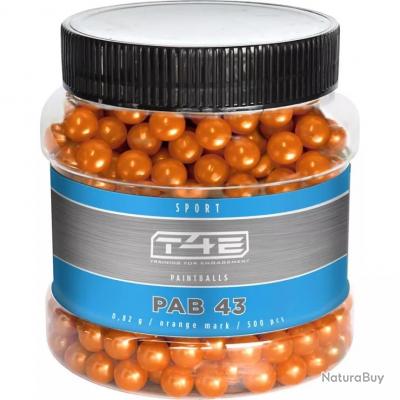 Annonce billes paintball : BILLES PEINTURE BIO ORANGE T4E Cal.43 x500