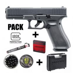 PACK PISTOLET GLOCK 17 T4E NOIR CAL 0.43 + BILLES CAOUTCHOUC ET POIVRE