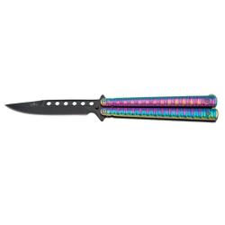 COUTEAU PAPILLON THIRD MOTIF RAINBOW LAME 13CM