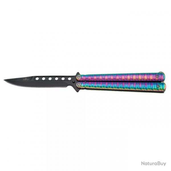 COUTEAU PAPILLON THIRD MOTIF RAINBOW LAME 13CM