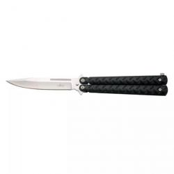 COUTEAU PAPILLON THIRD MOTIF NOIR ALU LAME 13CM INOX SATINE