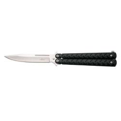 COUTEAU PAPILLON THIRD MOTIF NOIR ALU LAME 13CM INOX SATINE