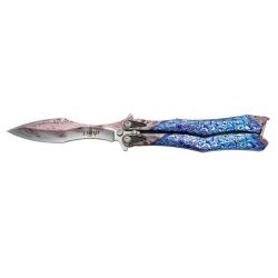 COUTEAU PAPILLON THIRD MOTIF 3D MARINE LAME 13.5CM
