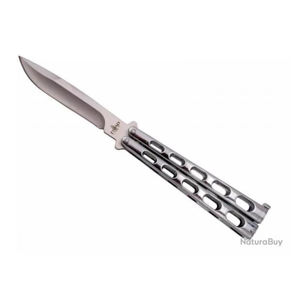 COUTEAU PAPILLON THIRD INOX ARGENTE LAME 12.5CM