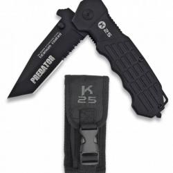 COUTEAU PLIANT TACTIQUE K25 PREDATOR NOIR LAME 9.5CM