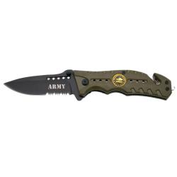 COUTEAU PLIANT TACTIQUE THIRD MOTIF VERT USA ARMY LAME AVEC DENTS