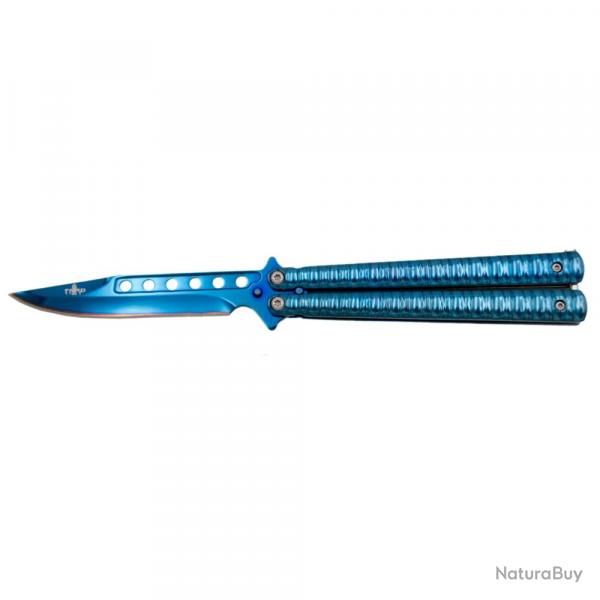 COUTEAU PAPILLON THIRD MOTIF BLEU LAME 11CM