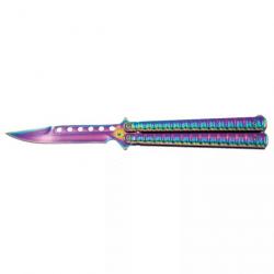 COUTEAU PAPILLON THIRD MOTIF RAINBOW LAME 11CM