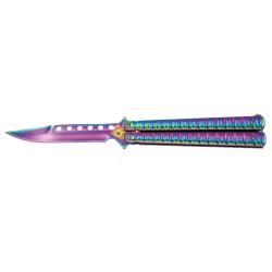 COUTEAU PAPILLON THIRD MOTIF RAINBOW LAME 11CM