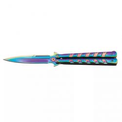 COUTEAU PAPILLON THIRD MOTIF RAINBOW LAME 12CM