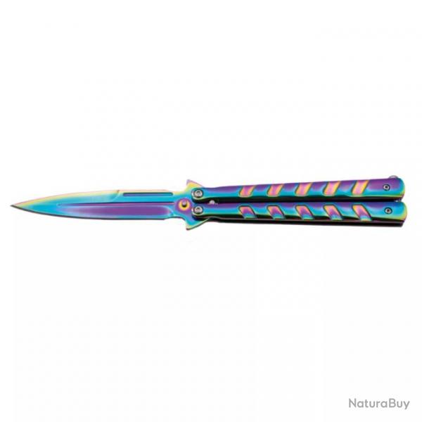 COUTEAU PAPILLON THIRD MOTIF RAINBOW LAME 12CM