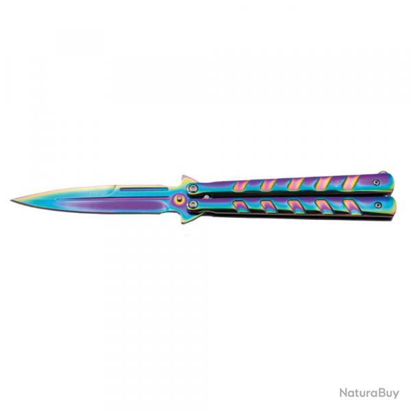 COUTEAU PAPILLON THIRD MOTIF RAINBOW LAME 12CM