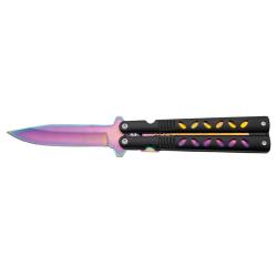 COUTEAU PLIANT THIRD MOTIF RAINBOW ET NOIR LAME 10CM