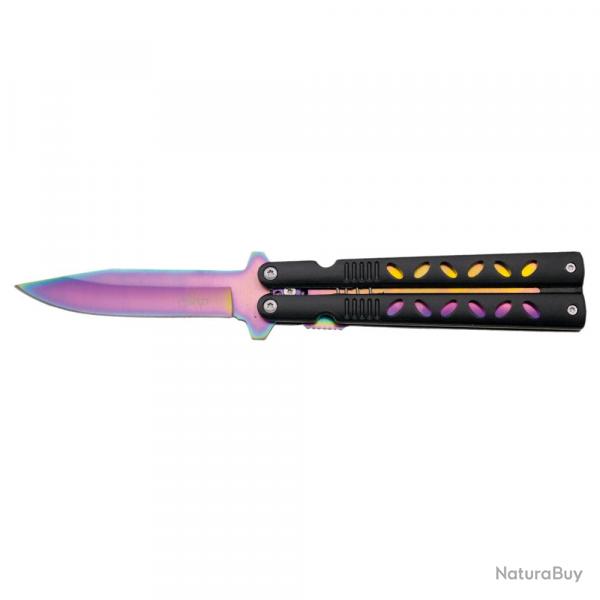 COUTEAU PLIANT THIRD MOTIF RAINBOW ET NOIR LAME 10CM