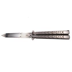COUTEAU PAPILLON THIRD SILVER MOTIF EPEE LAME 12CM