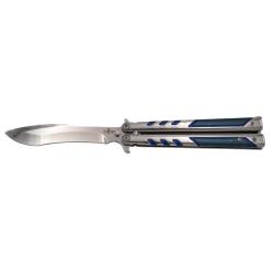 COUTEAU PAPILLON THIRD MOTIF 3D CARBONE BLEU LAME 11CM
