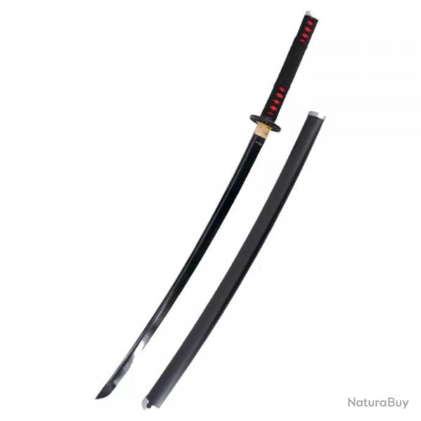 KATANA LAME ACIER FONCTIONNEL DEMON SLAYER NOIR